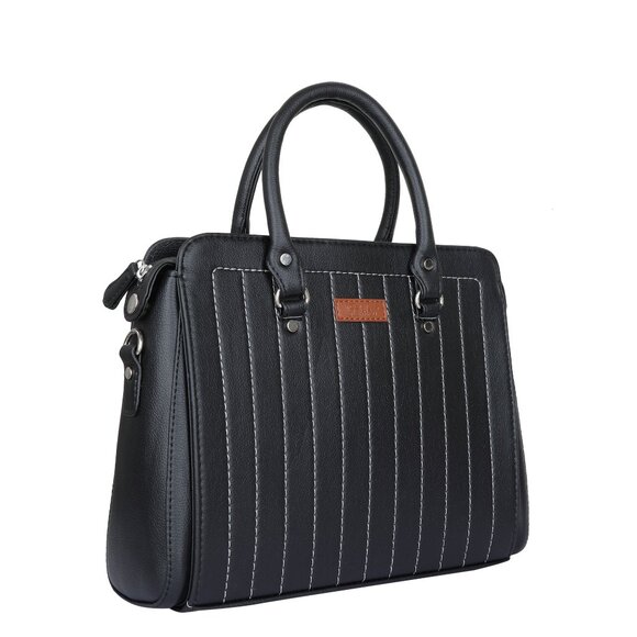 Women’s Vegan Leather Black Top-Handle Handbag | Crossbody Sling Bag, Purse - Picture 9 of 11